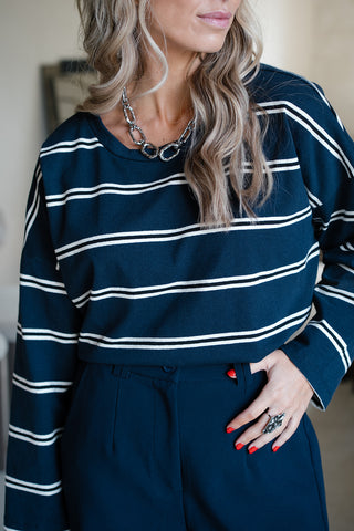 Calisty Striped T-shirt Navy