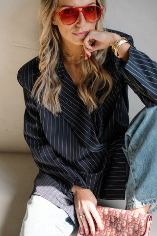 Chayenna Striped Blazer Blue