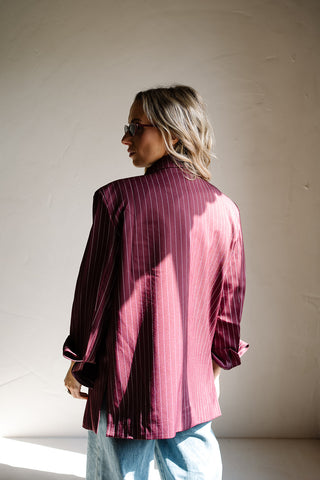 Chayenna Striped Blazer Burgundy