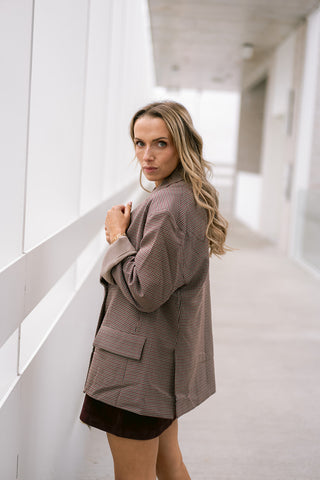 Egbert Checkered Blazer Burgundy