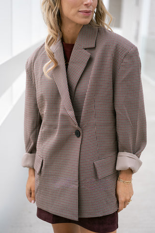 Egbert Checkered Blazer Burgundy