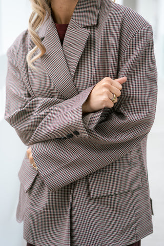 Egbert Checkered Blazer Burgundy