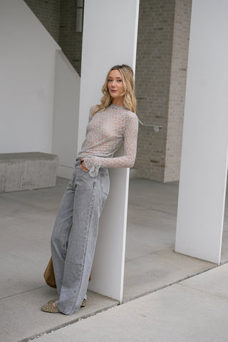 Elisette Strass Denim Trousers Grey