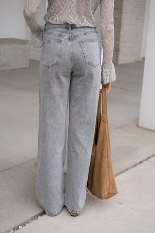Elisette Strass Denim Trousers Grey