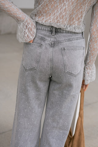 Elisette Strass Denim Trousers Grey