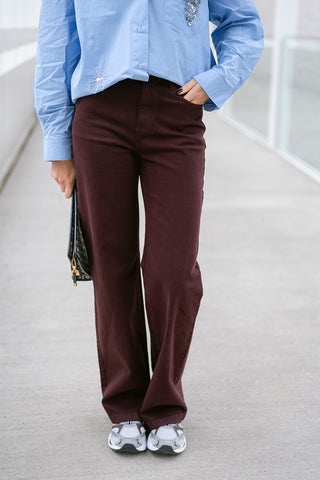 Elizé Denim Trousers Bordeaux
