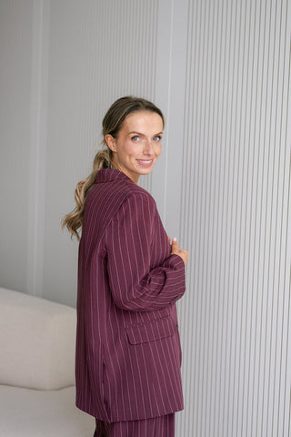 Germain Striped Blazer Burgundy
