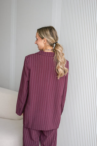 Germain Striped Blazer Burgundy