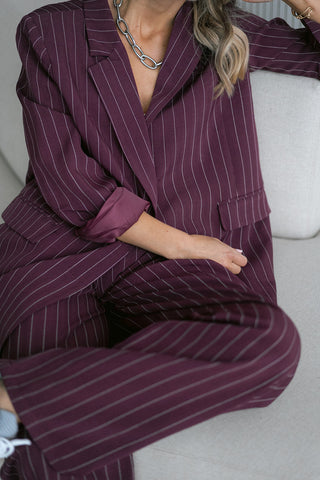 Germain Striped Blazer Burgundy