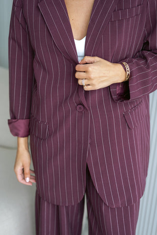 Germain Striped Blazer Burgundy
