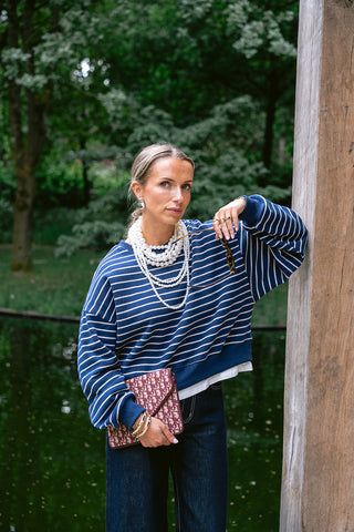 Kevin Striped Sweater Navy