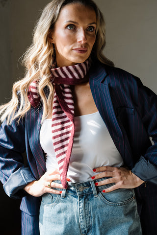 Rubi Striped Scarf Burgundy