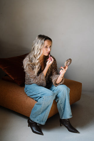 Serena Sequin Top Brown