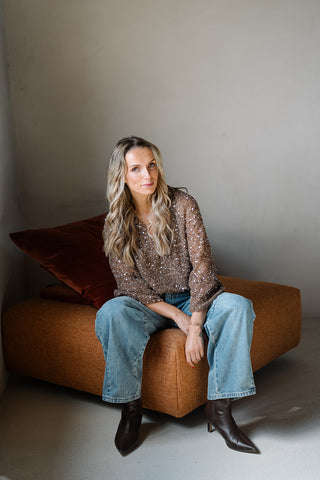 Serena Sequin Top Brown