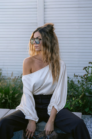Velloura Cream Oversized Blouse