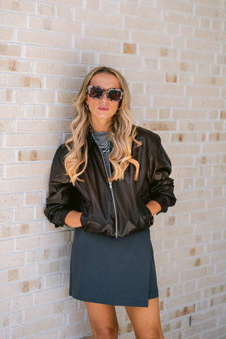 Abby Faux Leather Jacket Brown