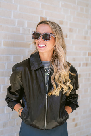 Abby Faux Leather Jacket Brown