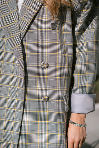 Albertho Checkered Blazer Yellow