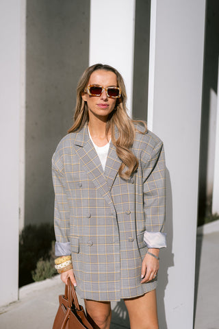 Albertho Checkered Blazer Yellow