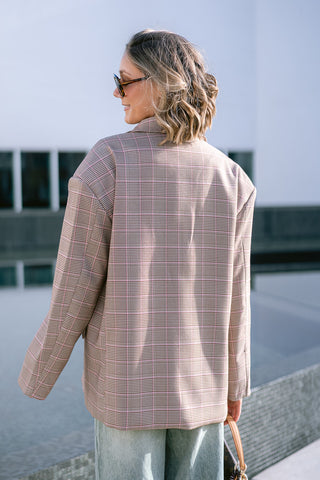 Albertho Checkered Blazer Pink