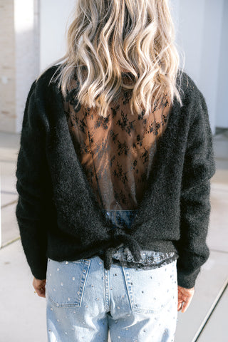 Amour Lace Wrap Knit Black