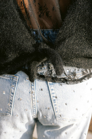 Amour Lace Wrap Knit Black