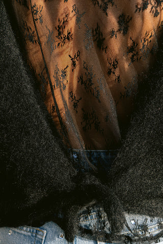 Amour Lace Wrap Knit Black