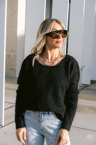 Amour Lace Wrap Knit Black