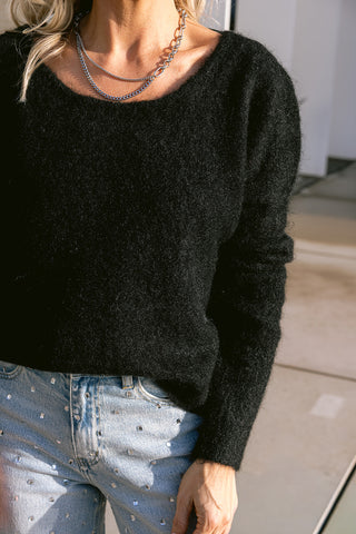 Amour Lace Wrap Knit Black