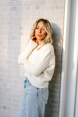 Amour Lace Wrap Knit White