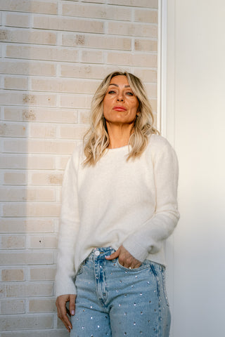 Amour Lace Wrap Knit White