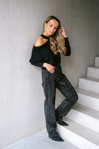 Avelina Strass Trousers Black