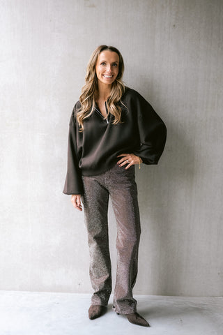 Avelina Strass Trousers Brown