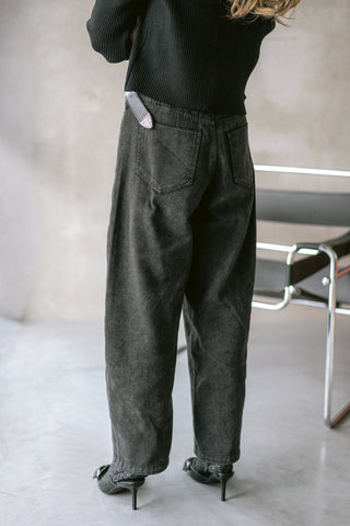 Azelin Denim Trousers Grey