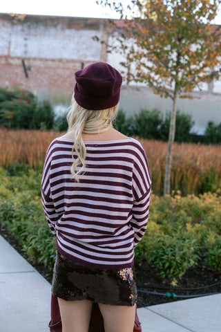 Basil Sequin Skirt Burgundy