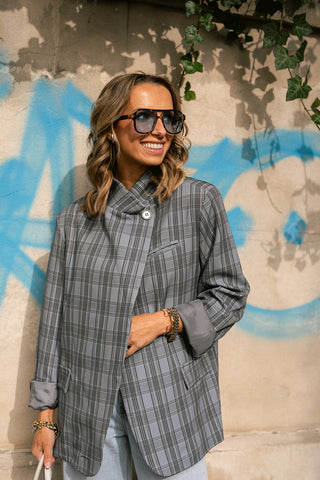 Bassie Blazer Light Blue Checkered