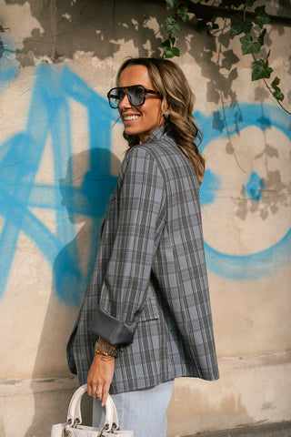 Bassie Blazer Light Blue Checkered