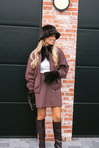 Benedict Faux Fur Mittens Brown