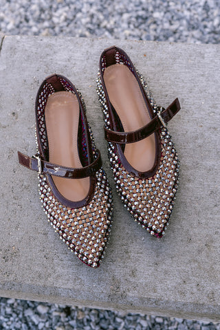 Bouchon Flats Burgundy Strass