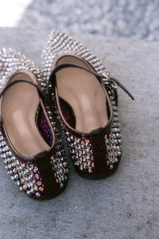 Bouchon Flats Burgundy Strass