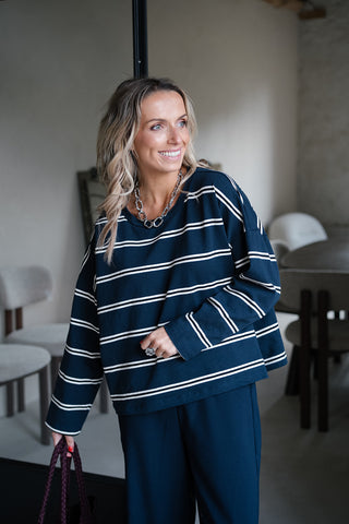 Calisty Striped T-shirt Navy
