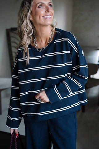 Calisty Striped T-shirt Navy