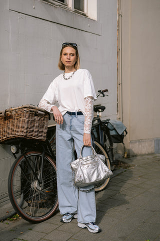 Camelli T-Shirt White Lace sleeve