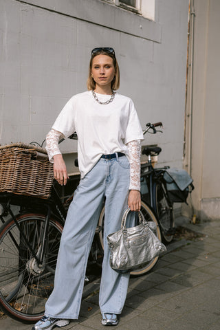 Camelli T-Shirt White Lace sleeve