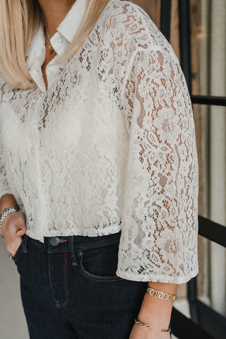 Cammi Lace Shirt White