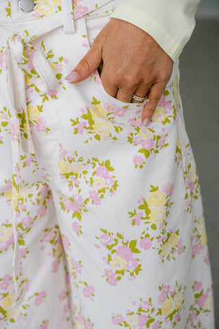 Capri Floral Trousers Pink