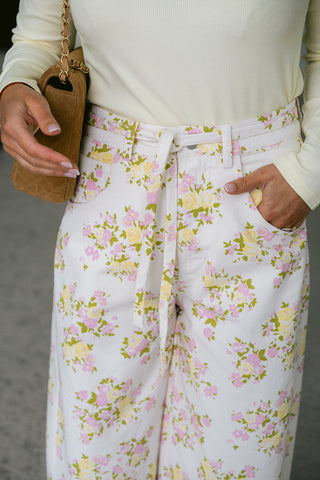 Capri Floral Trousers Pink