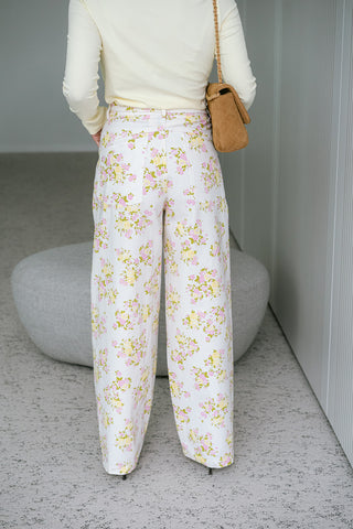 Capri Floral Trousers Pink