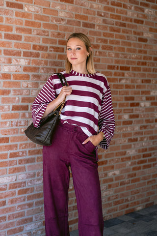 Carmelita Striped Knit Burgundy