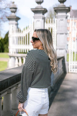 Caterina Striped Top Black